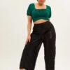 Black Wide Leg Pants High Waist Sequin