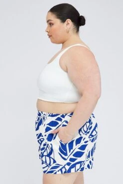 Blue Abstract Relaxed Shorts High Rise -You And All Fashion Store cbt3184ax 47pb abstract 4