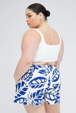 Blue Abstract Relaxed Shorts High Rise -You And All Fashion Store cbt3184ax 47pb abstract 5