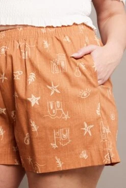 Brown Abstract Relaxed Shorts High Rise -You And All Fashion Store cbt3184jx 47pb abstract 6