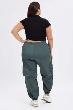 Grey Parachute Pants Piping Side Elastic Hem -You And All Fashion Store cbt31853 34ab charcoal 5