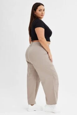 Grey Cargo Pant Wide Leg Contrast Stitch 9 Grey Cargo Pant Wide Leg Contrast Stitch -You And All Fashion Store cbt31854 34ab grey 4