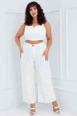 White Wide Pants Waist Seam -You And All Fashion Store cbt31900x 81a white 3