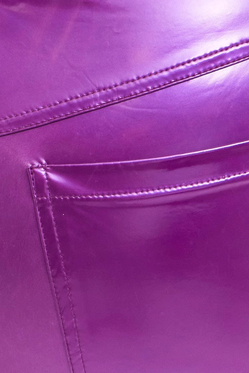 Purple Faux Leather Pants High Button Waist Wide Leg 6 Purple Faux Leather Pants High Button Waist Wide Leg - Image 6