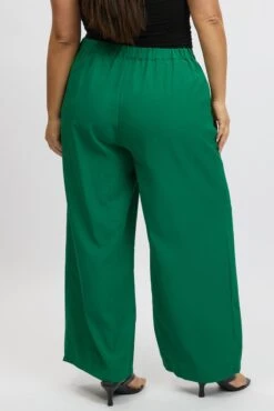Green Tailored Wide Leg Pant Elastic Back Waistband -You And All Fashion Store cbt31920 47ab green 5