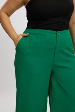 Green Tailored Wide Leg Pant Elastic Back Waistband -You And All Fashion Store cbt31920 47ab green 6