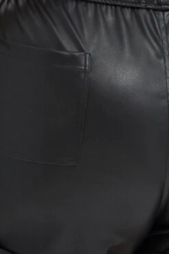 Black Faux Leather Shorts Athletic Waist -You And All Fashion Store cbt32104 33a black 6