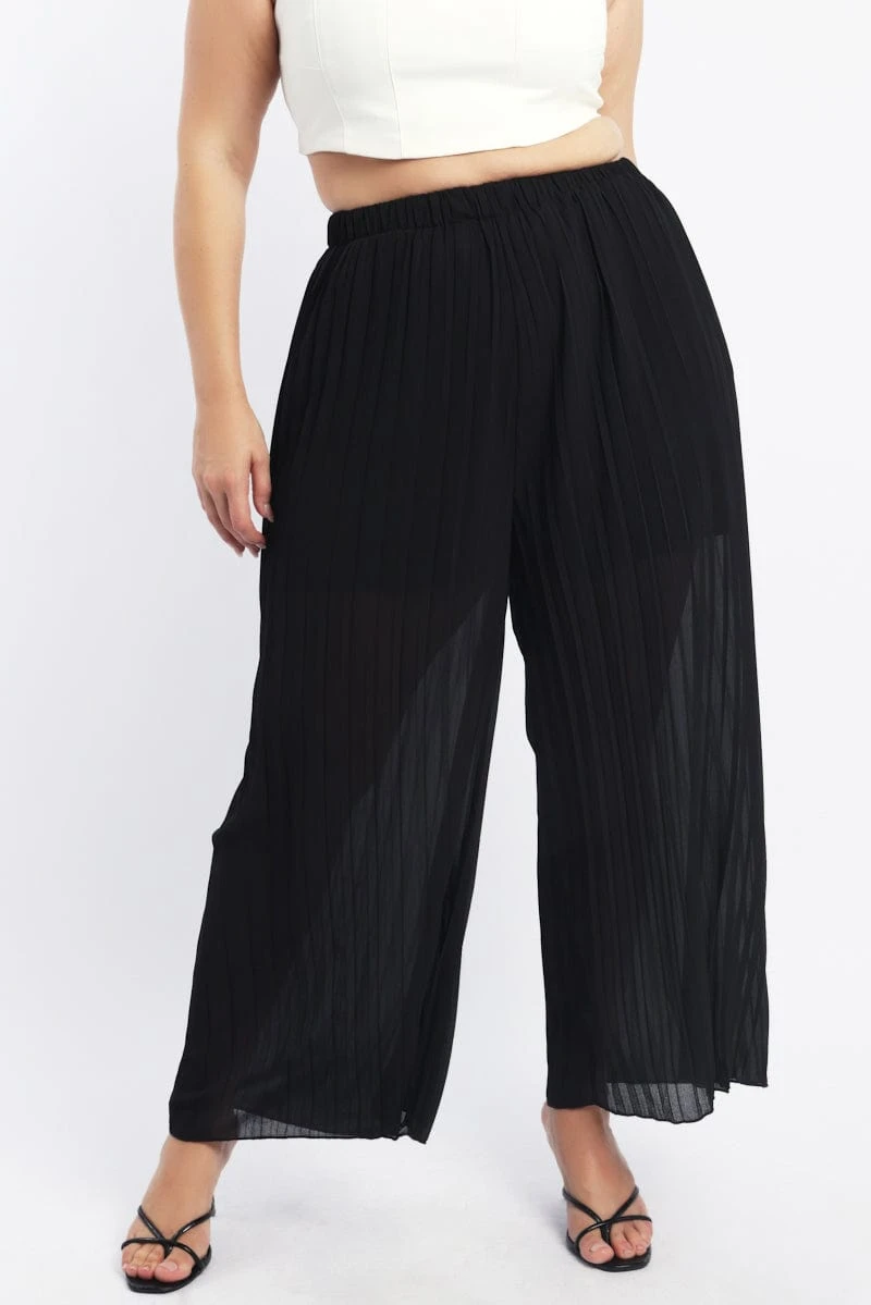 Black Pleat Wide Leg Pants 2 Black Pleat Wide Leg Pants - Image 2