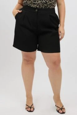 Black Tailored Longline Shorts -You And All Fashion Store cbt32487 10ab black 3
