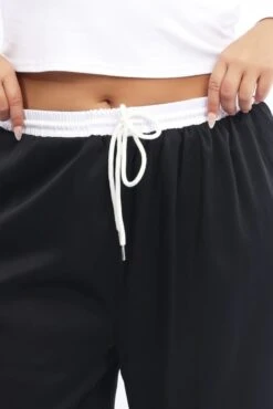 Black Contrast Waistband Wide Leg Pants -You And All Fashion Store cbt32542 125ab black 5