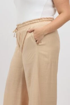 Beige Paperbag Waist Very Wide Leg Pants -You And All Fashion Store cbt32554 10a beige 6