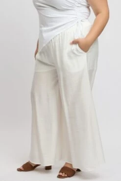 White Paperbag Waist Very Wide Leg Pants -You And All Fashion Store cbt32554 10ab white 4