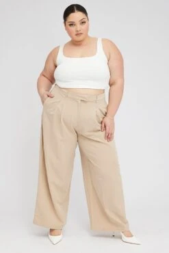 Beige Wide Leg Pants Tailored