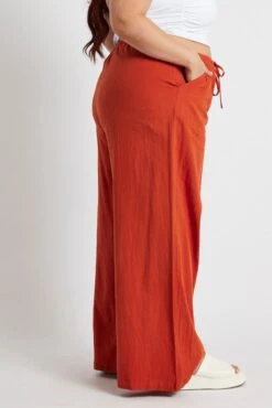 Brown Wide Leg Pants High Rise -You And All Fashion Store cbt3563 34pb rust 4