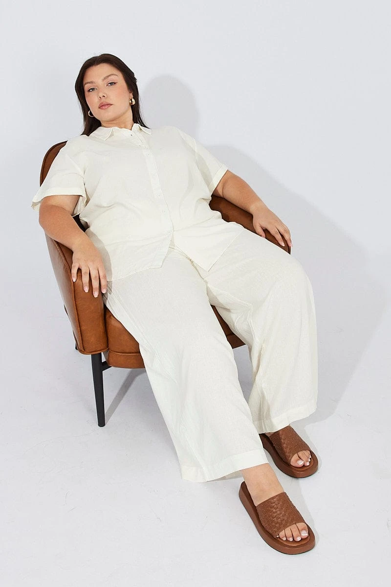 White Wide Leg Pants High Rise 2 White Wide Leg Pants High Rise - Image 2