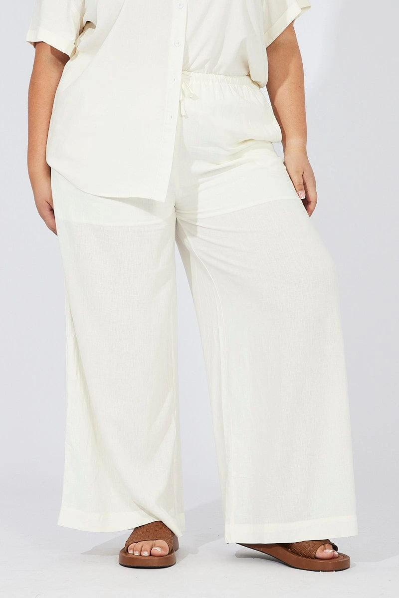 White Wide Leg Pants High Rise 3 White Wide Leg Pants High Rise - Image 3
