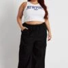 Black Relaxed Cargo Pant Elasticated Waist