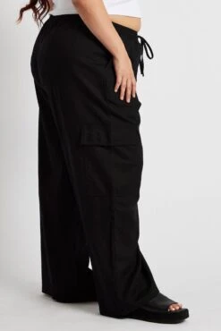 Black Relaxed Cargo Pant Elasticated Waist -You And All Fashion Store cbt3616 34pb black 4
