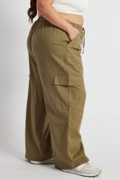 Green Relaxed Cargo Pant Elasticated Waist -You And All Fashion Store cbt3616 34pb khaki 4