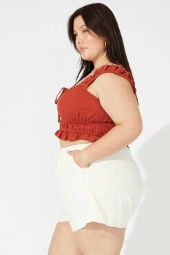 White Shorts Mid Rise Linen Blend -You And All Fashion Store cbt3630 47pb white 4