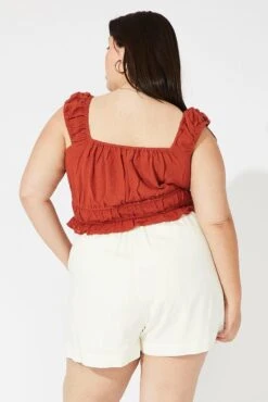 White Shorts Mid Rise Linen Blend -You And All Fashion Store cbt3630 47pb white 5