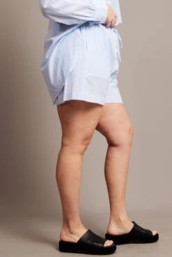 Blue Stripe Shorts Elasticated Waist -You And All Fashion Store cbt3630ax 47pb stripe 4