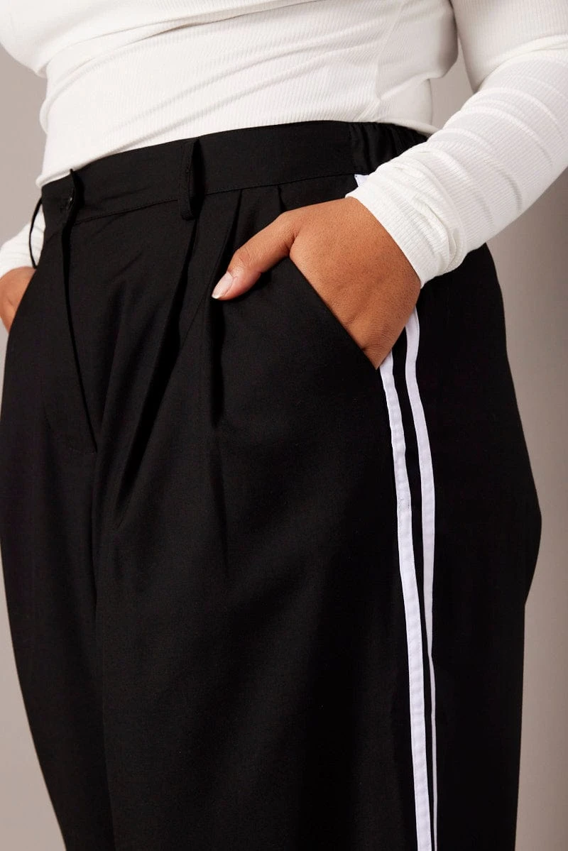 Black Wide Leg Pants Side Stripe 6 Black Wide Leg Pants Side Stripe - Image 6