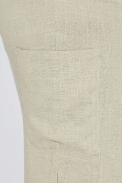 Green Wide Leg Pants Mid Rise Linen Blend -You And All Fashion Store cbt3673 47pb khaki 6