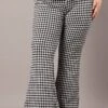 Black Check Flare Leg Pants High Rise
