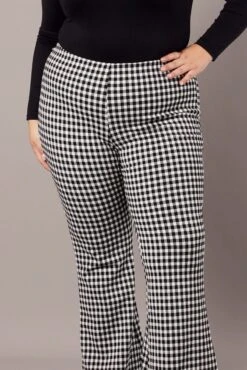 Black Check Flare Leg Pants High Rise -You And All Fashion Store cbt3695a 110pb check 3