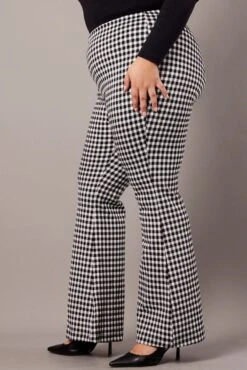 Black Check Flare Leg Pants High Rise -You And All Fashion Store cbt3695a 110pb check 4