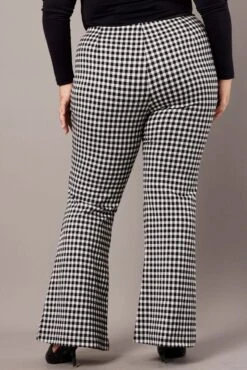 Black Check Flare Leg Pants High Rise -You And All Fashion Store cbt3695a 110pb check 5