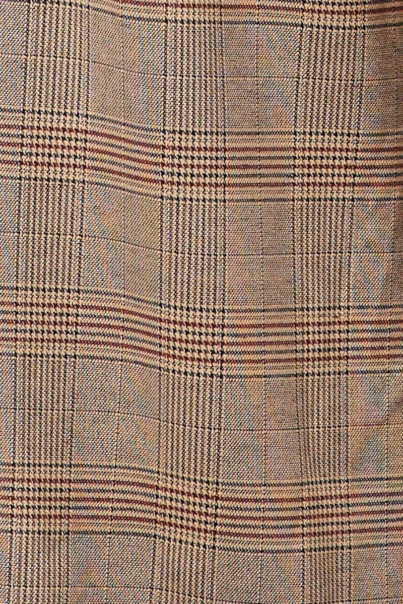 Beige Check Tapered Pants Elasticated Waist Cropped 6 Beige Check Tapered Pants Elasticated Waist Cropped - Image 6