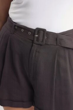 Brown Belted Linen Blend Shorts -You And All Fashion Store cbt3799 47a chocolate 5