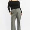 Grey Slim Leg Pants High Rise