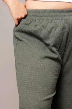 Green Wide Leg Pants Elasticated Waist -You And All Fashion Store cbt3876x 47p khaki 6