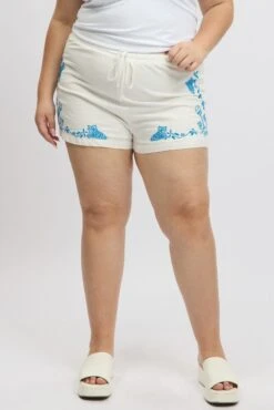 White Embroidered Drawstring Elastic Waist Shorts -You And All Fashion Store cbt4014ax 47ab white 3