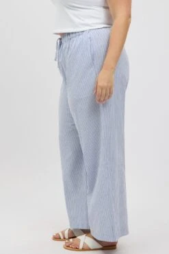 Blue Stripe Stripe Elastic Waist Wide Leg Pants -You And All Fashion Store cbt4056 10ab stripe 4