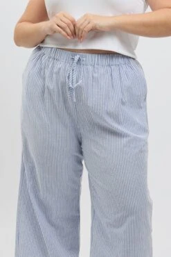 Blue Stripe Stripe Elastic Waist Wide Leg Pants -You And All Fashion Store cbt4056 10ab stripe 6