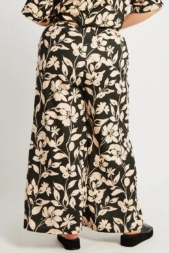 Black Floral Drawstring Wide Leg Linen Pants 10 Black Floral Drawstring Wide Leg Linen Pants -You And All Fashion Store cbt4064bx 47a floral 5