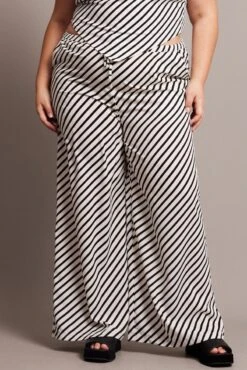 Black Stripe Wide Leg Pants High Rise -You And All Fashion Store cbt4064cx 47p stripe 3