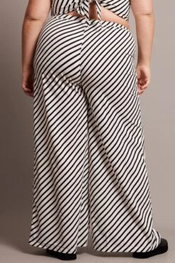 Black Stripe Wide Leg Pants High Rise -You And All Fashion Store cbt4064cx 47p stripe 5