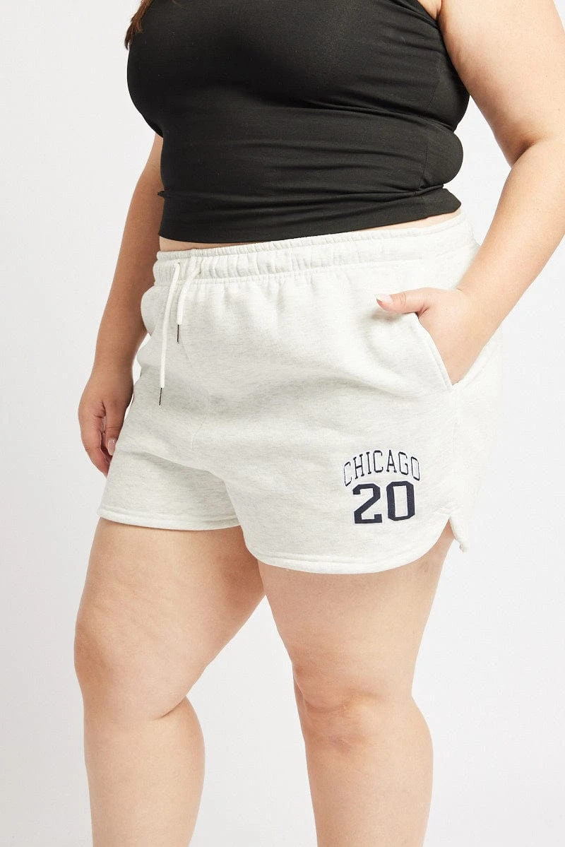 Grey Curve Hem Athletic Embroidered Track Shorts 1 Grey Curve Hem Athletic Embroidered Track Shorts