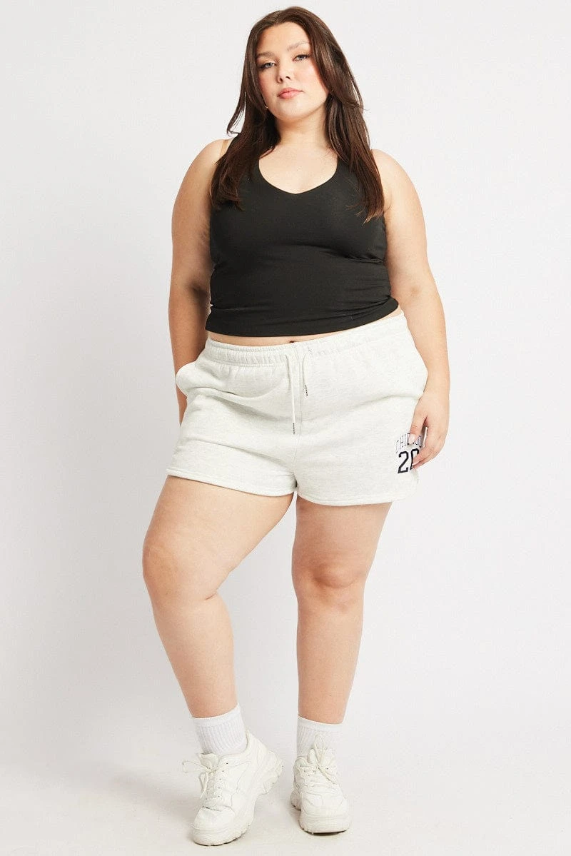 Grey Curve Hem Athletic Embroidered Track Shorts 2 Grey Curve Hem Athletic Embroidered Track Shorts - Image 2