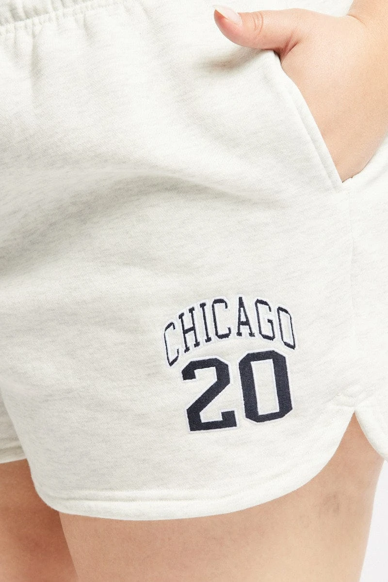 Grey Curve Hem Athletic Embroidered Track Shorts 6 Grey Curve Hem Athletic Embroidered Track Shorts - Image 6