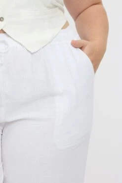 White Elastic Waist Wide Leg Linen Blend Pants 11 White Elastic Waist Wide Leg Linen Blend Pants -You And All Fashion Store cbt4084 10a white 6