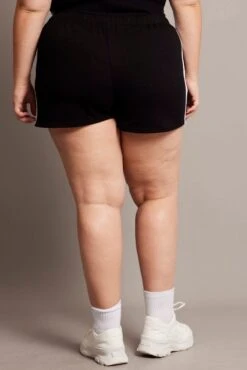 Black Track Shorts High Rise Elastic Waist -You And All Fashion Store cbt4099 84p black 5