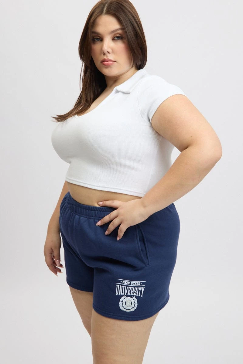 Blue University Embroidered Track Shorts 3 Blue University Embroidered Track Shorts - Image 3