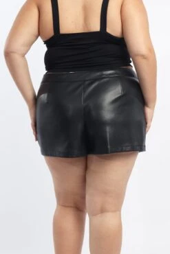 Black Faux Leather Mini Skorts -You And All Fashion Store cbt4815 509a black 5