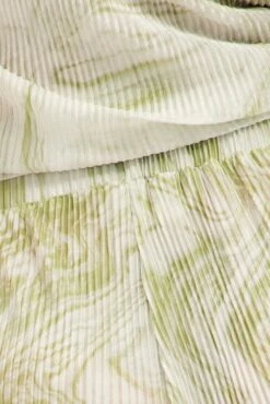 Green Print Plisse Pants Wide Leg High Rise -You And All Fashion Store cbt8224bx 36pb print 7